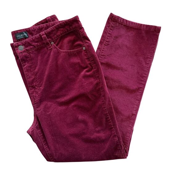 Talbots Women’s Corduroy Straight Leg Pants Red Size 14P High Rise Stretch - Picture 1 of 9
